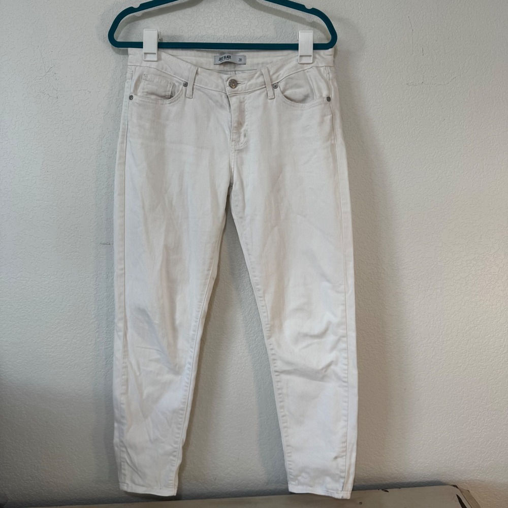 JUST BLACK Women White Denim Jeans Skinny Fit Size 28 Made in USA
